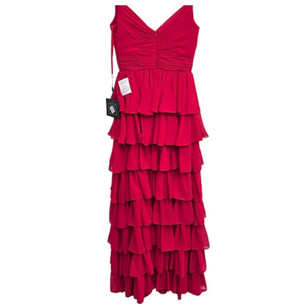 NEW Mac Duggal Nordstrom Red ruffle gown maxi dress size 2 - Picture 8 of 14